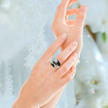 Handmade Glass Acrylic Ring Monochrome Elegant Gilded Infinity Band