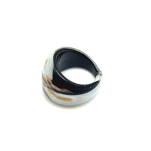 Handmade Glass Acrylic Ring Monochrome Elegant Gilded Infinity Band