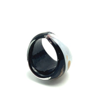 Handmade Glass Acrylic Ring Monochrome Elegant Gilded Infinity Band