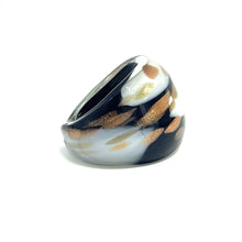 Handmade Glass Acrylic Ring Monochrome's Gilded Elegance Infinity Band