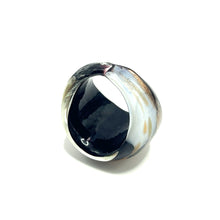 Handmade Glass Acrylic Ring Monochrome's Gilded Elegance Infinity Band