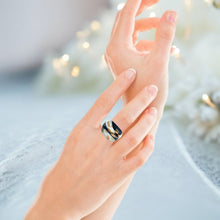 Handmade Glass Acrylic Ring Monochrome's Gilded Elegance Infinity Band