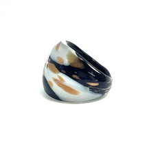 Handmade Glass Acrylic Ring Monochrome's Gilded Elegance Infinity Band