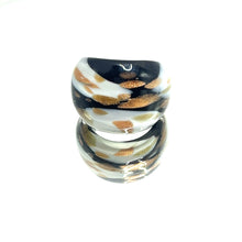 Handmade Glass Acrylic Ring Monochrome's Gilded Elegance Infinity Band