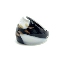 Handmade Glass Acrylic Ring Monochrome's Gilded Elegance's Infinity Band
