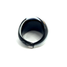 Handmade Glass Acrylic Ring Monochrome's Gilded Elegance's Infinity Band
