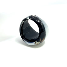 Handmade Glass Acrylic Ring Monochrome's Gilded Elegance's Infinity Band