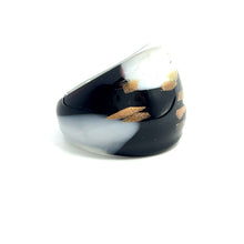 Handmade Glass Acrylic Ring Monochrome's Gilded Elegance's Infinity Band