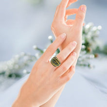 Handmade Glass Acrylic Ring Nature's Galaxy Gilded Infinity Band