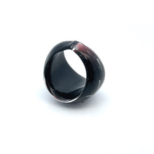 Handmade Glass Acrylic Ring Noir Veil Silver Shadow Infinity Band