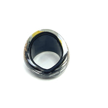Handmade Glass Acrylic Ring Noir's Silver Radiance Infinity Band