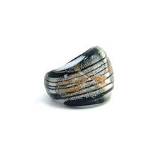 Handmade Glass Acrylic Ring Noir's Silver Radiance Infinity Band