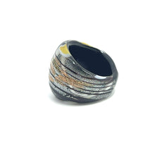 Handmade Glass Acrylic Ring Noir's Silver Radiance Infinity Band
