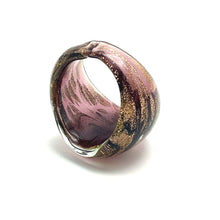 Handmade Glass Acrylic Ring Orchid Radiance Golden Infinity Band