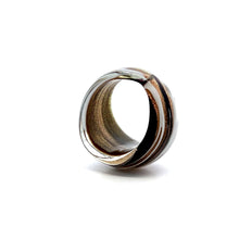 Handmade Glass Acrylic Ring Panda Chic Monochrome Golden Infinity Band
