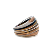 Handmade Glass Acrylic Ring Panda Chic Monochrome Golden Infinity Band