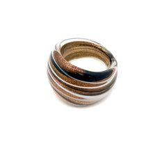 Handmade Glass Acrylic Ring Panda Chic Monochrome Golden Infinity Band