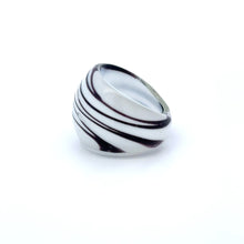 Handmade Glass Acrylic Ring Plum White Harmony Infinity Band