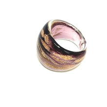 Handmade Glass Acrylic Ring Radiance Golden Orchid Infinity Band