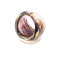 Handmade Glass Acrylic Ring Radiance Golden Orchid Infinity Band