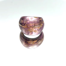 Handmade Glass Acrylic Ring Radiance Orchid Golden Infinity Band