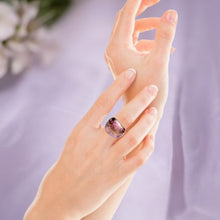 Handmade Glass Acrylic Ring Radiance Orchid Golden Infinity Band