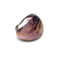 Handmade Glass Acrylic Ring Radiance Orchid Golden Infinity Band