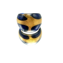 Handmade Glass Acrylic Ring Sapphire Brilliance Golden Infinity Band