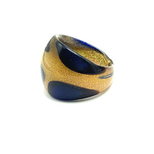 Handmade Glass Acrylic Ring Sapphire Brilliance Golden Infinity Band