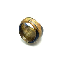 Handmade Glass Acrylic Ring Sapphire Brilliance Golden Infinity Band