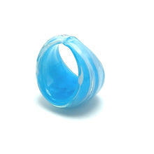 Handmade Glass Acrylic Ring Serenity Ocean Frost Infinity Band