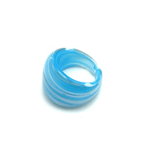 Handmade Glass Acrylic Ring Serenity Ocean Frost Infinity Band
