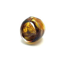 Handmade Glass Acrylic Ring Silver Amber Radiance Luster Infinity Band