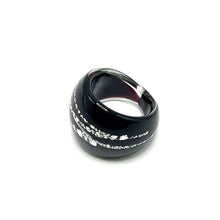 Handmade Glass Acrylic Ring Silver Edge Streak Urban Infinity Band