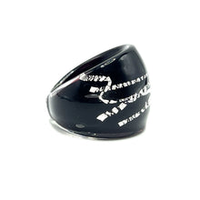 Handmade Glass Acrylic Ring Silver Edge Streak Urban Infinity Band