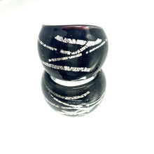 Handmade Glass Acrylic Ring Silver Edge Urban Streak Infinity Band