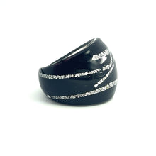 Handmade Glass Acrylic Ring Silver Edge Urban Streak Infinity Band