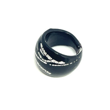 Handmade Glass Acrylic Ring Silver Edge Urban Streak Infinity Band