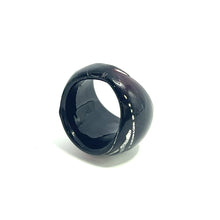 Handmade Glass Acrylic Ring Silver Edge Urban Streak Infinity Band
