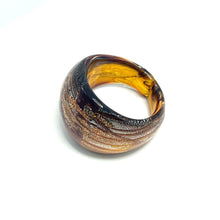 Handmade Glass Acrylic Ring Silver Luster Amber Glitter  Infinity Band