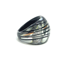Handmade Glass Acrylic Ring Silver Noir Radiance Infinity Band
