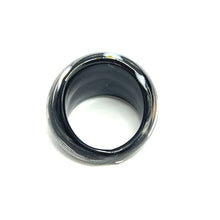 Handmade Glass Acrylic Ring Silver Noir Radiance Infinity Band