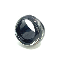 Handmade Glass Acrylic Ring Silver Noir Radiance Infinity Band
