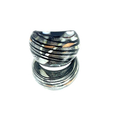 Handmade Glass Acrylic Ring Silver Noir Radiance Infinity Band