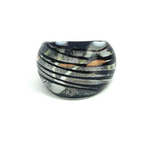 Handmade Glass Acrylic Ring Silver Noir Radiance Infinity Band
