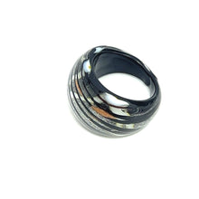Handmade Glass Acrylic Ring Silver Noir Radiance Infinity Band