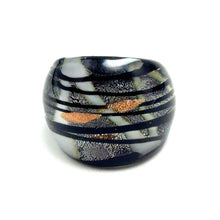 Handmade Glass Acrylic Ring Silver Noir's Radiance Infinity Band