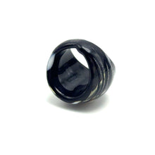 Handmade Glass Acrylic Ring Silver Noir's Radiance Infinity Band