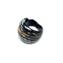 Handmade Glass Acrylic Ring Silver Noir's Radiance Infinity Band