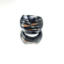 Handmade Glass Acrylic Ring Silver Noir's Radiance Infinity Band